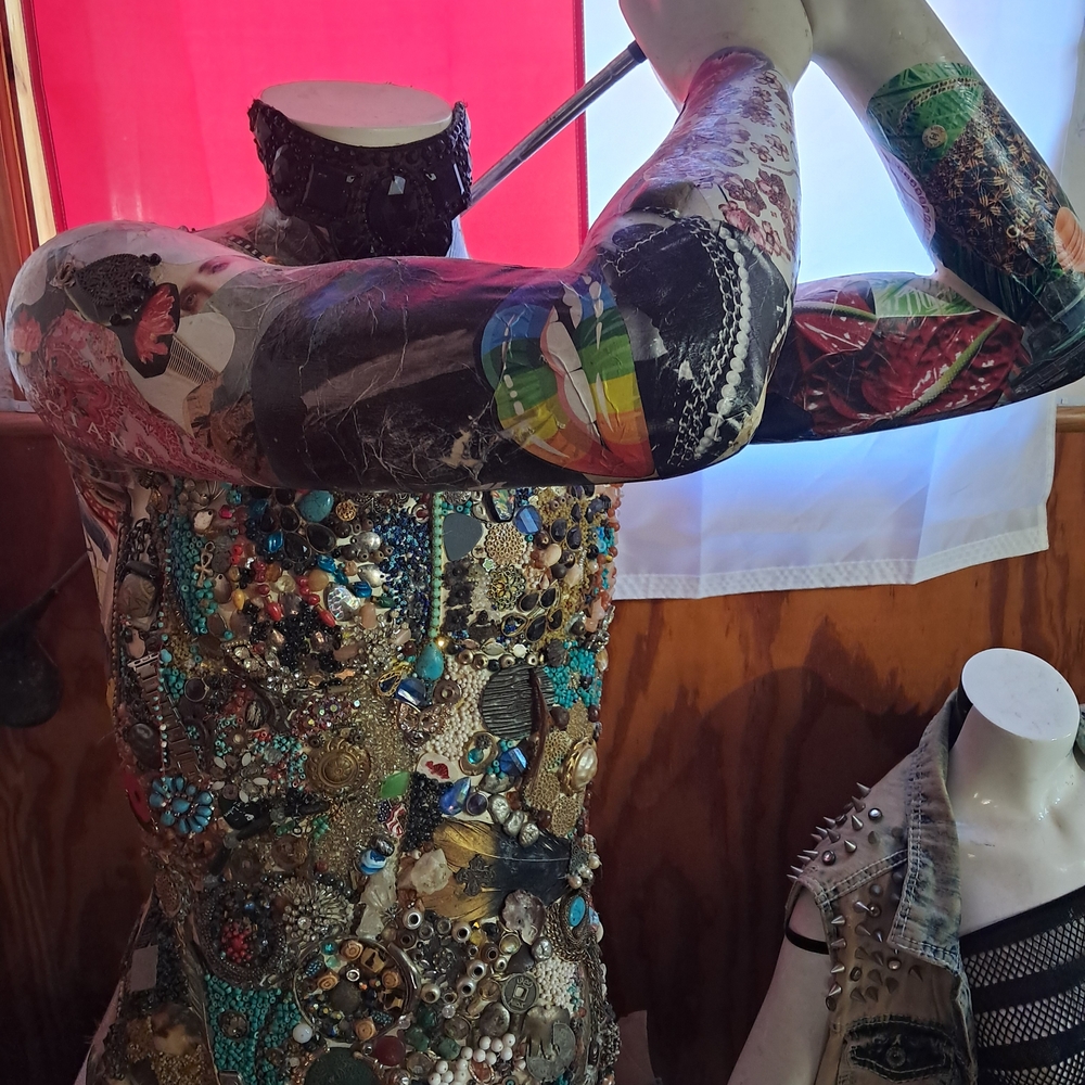 Vibrant Mixed Media Mosaic Male Manequin